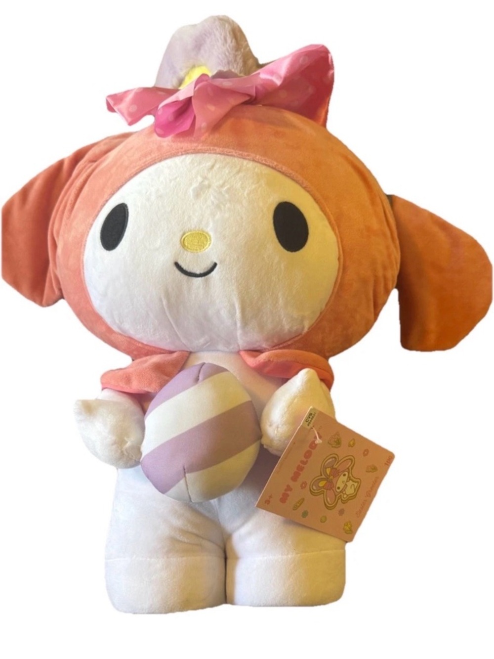 Hello Kitty and Friends My Melody Easter Egg Plush Greeter Sanrio NEW Pink White